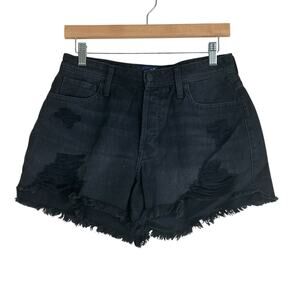 Hollister Shorts Womens 9 Black Rigid Distressed High Rise Grunge 90s Streetwear